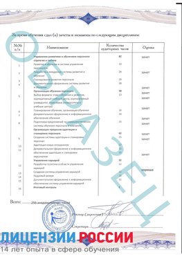 Образец приложение к диплому (страница 2) Переславль-Залесский Профессиональная переподготовка сотрудников 